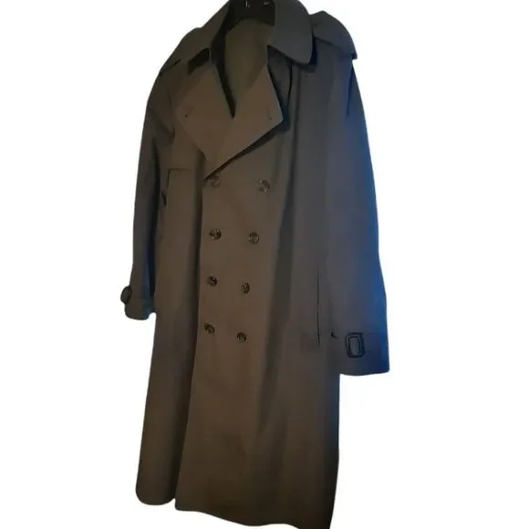 London Fog Mens Trench coat,  Size 46 regular Long Gray - Picture 2 of 15